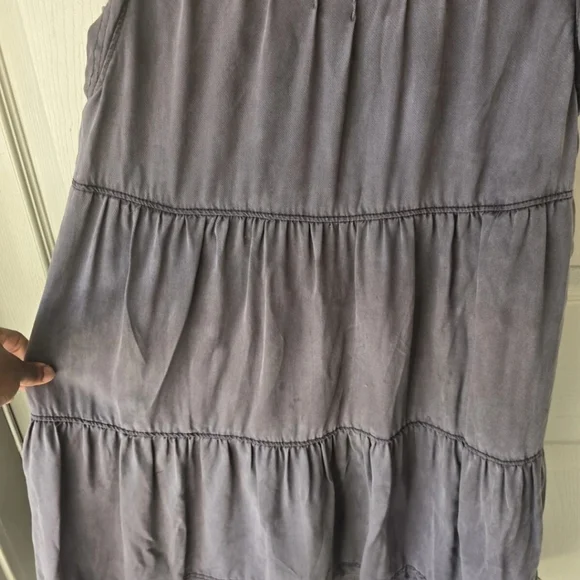 Anthropologie Jenee Tiered Tunic Dress Sz S Washed Black Short Casual Pockets - Picture 7 of 13